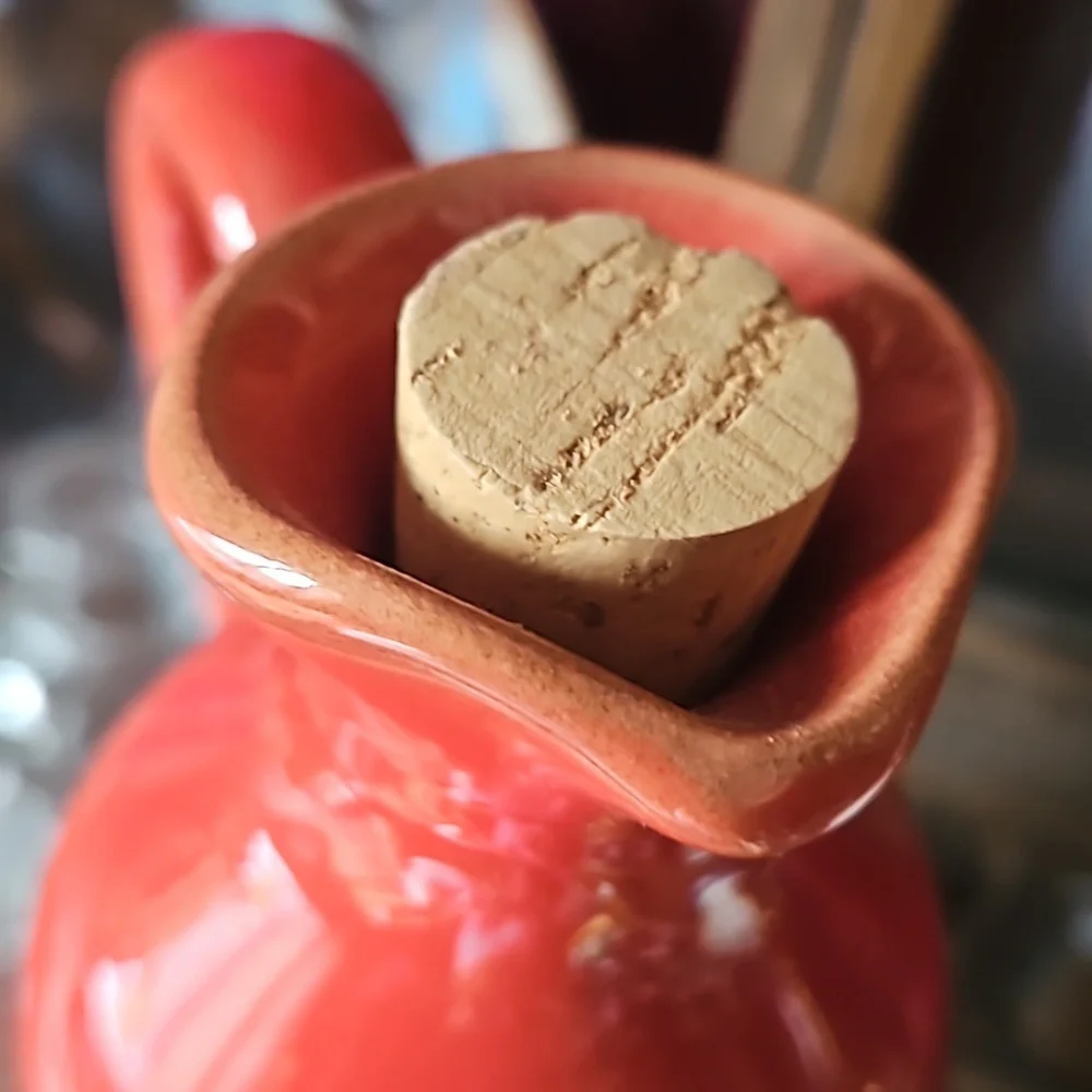 Rustic Vtg Coffee Carae Sur La Table Italian corked or Oil of course dish/microw
